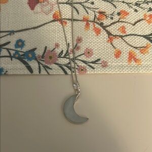 Silver Crescent Moon Pendant Necklace